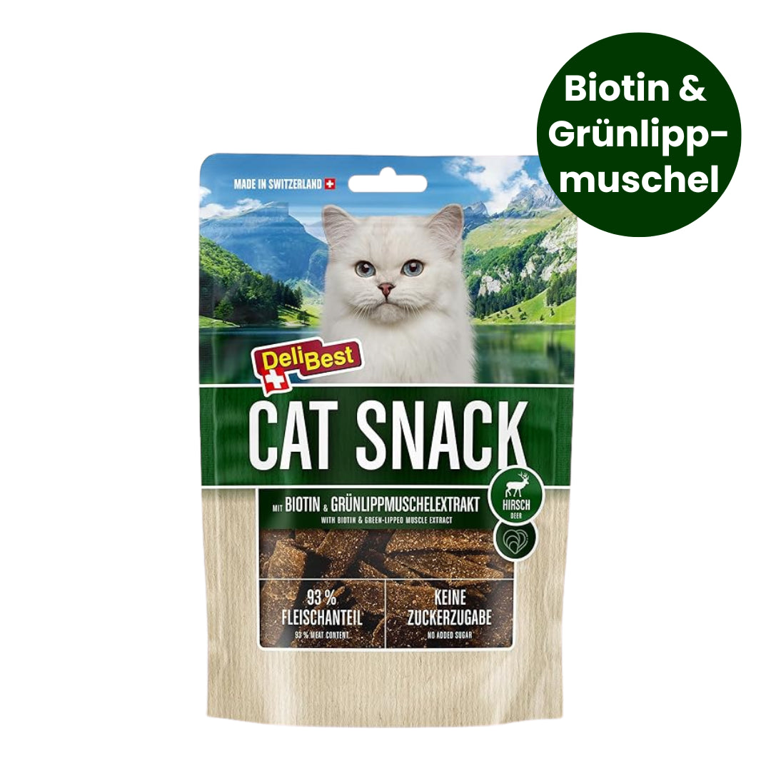 DeliBest Cat Snack Hirsch mit Biotin & Grünlippmuschelextrakt
