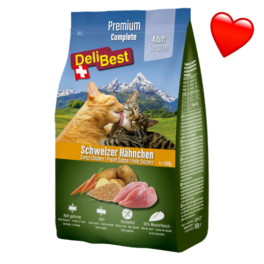 DeliBest Katze Adult Sensitive Complete Katze Schweizer Hähnchen kaltgepresst