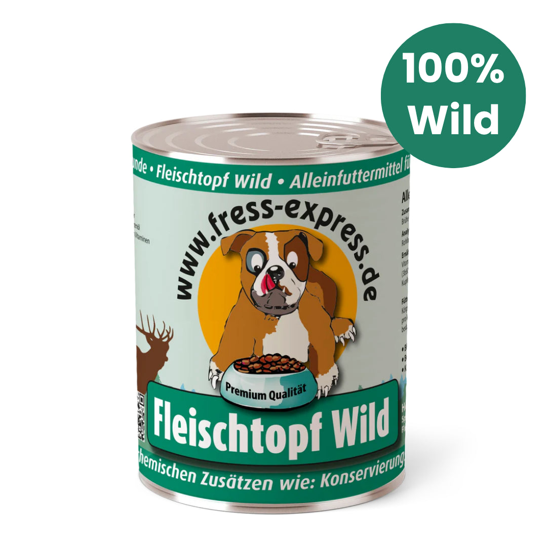 Getreidefreies Nassfutter für Hunde Wild 800gr