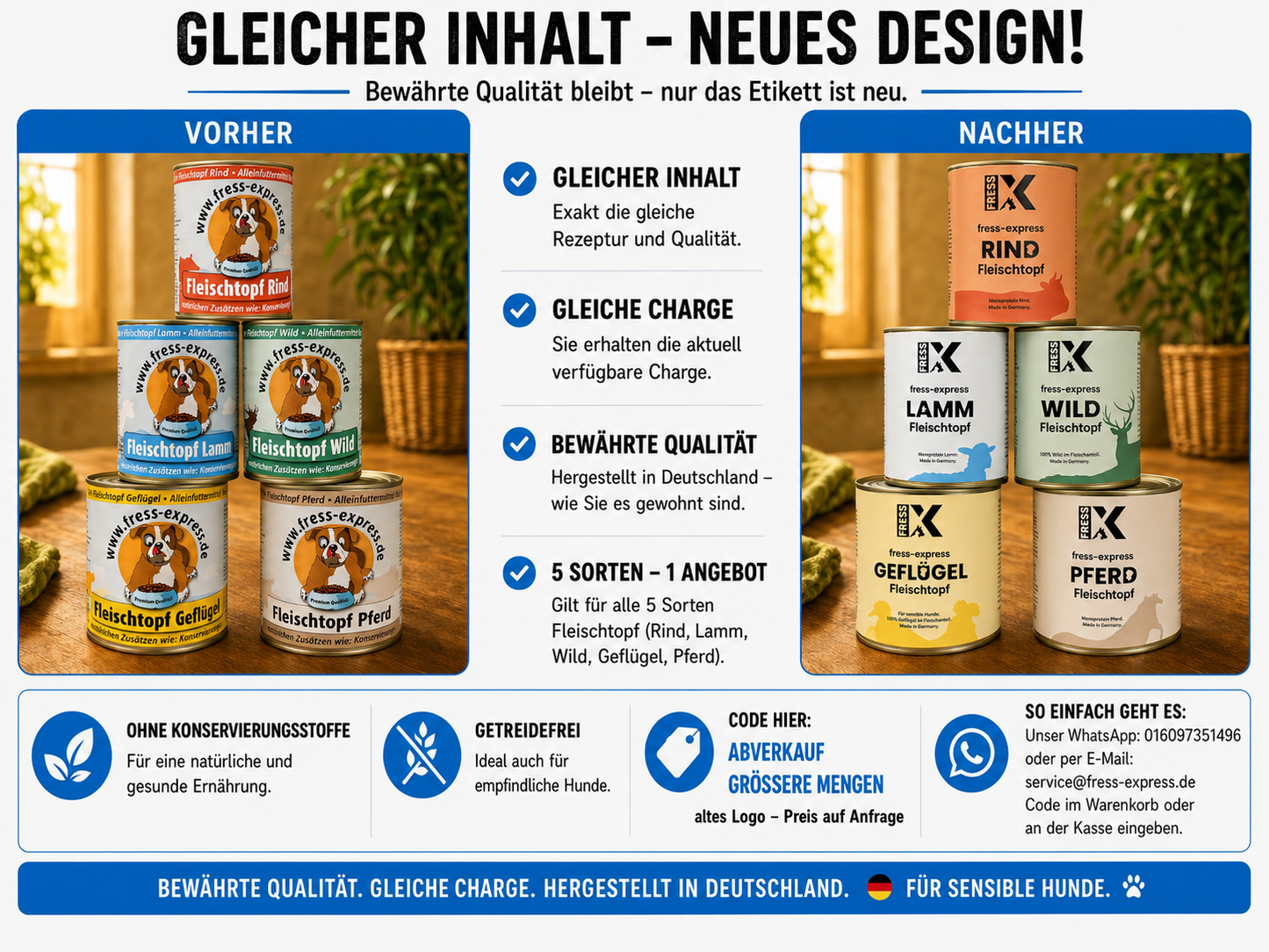fress-express Reinfleischdosen gemischt 400g + 800g