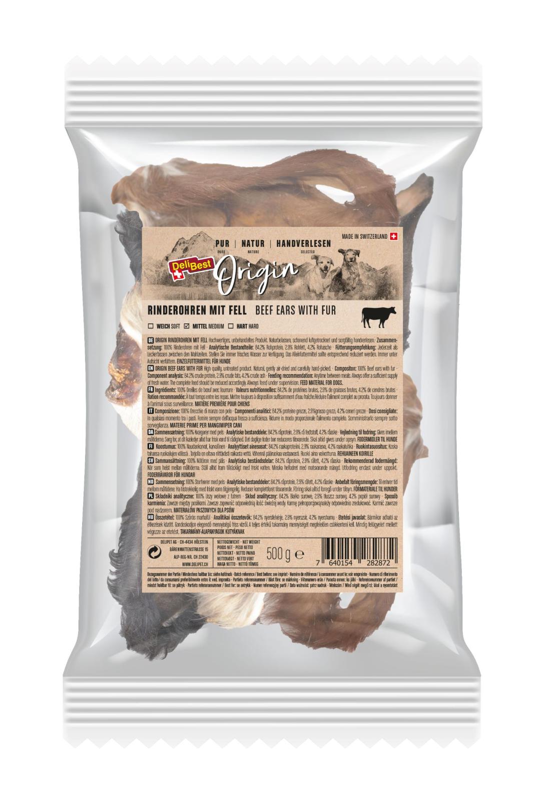 Rinderohren mit Fell 500gr
