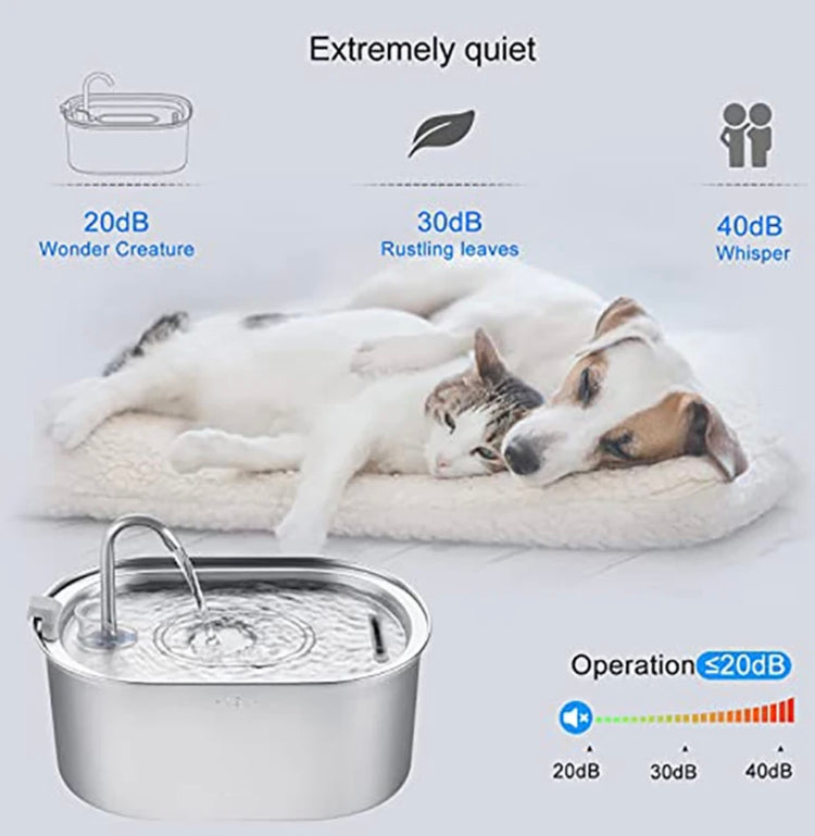Puraluce A3lite Katzenbrunnen Edelstahl 3,3L - Ultra Leiser Trinkbrunnen Mit 3-fach Filter