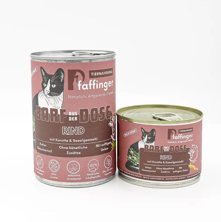 Pfaffinger BARF aus der Dose für Katzen – Rind mit Karotte & Seealgenmehl
