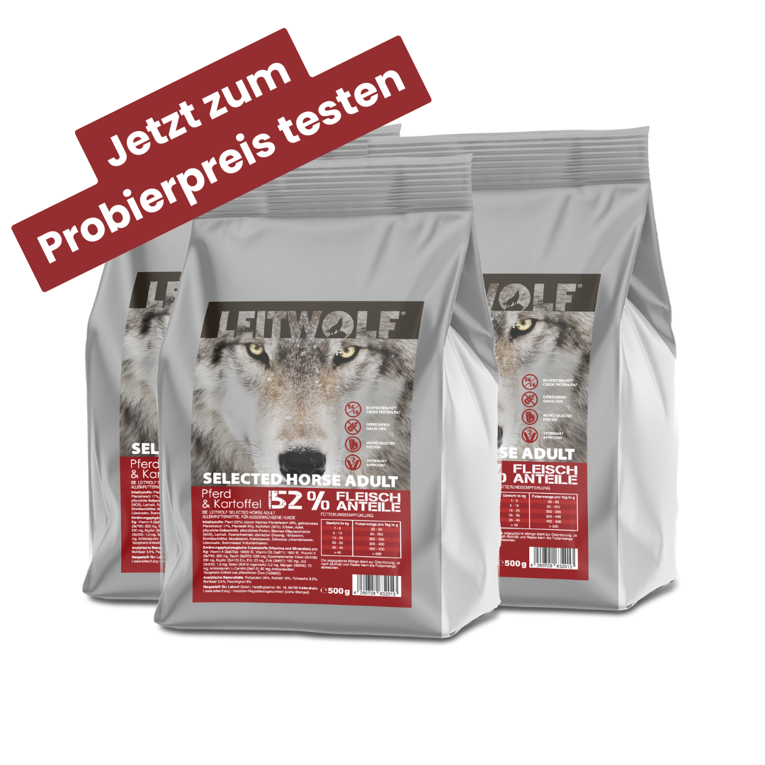 Leitwolf Selected Horse Adult - Probierpaket 3x500g  Hinweis: Nur einmal pro Kunde erhältlich!
