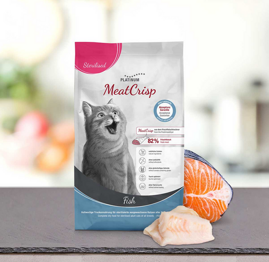Meat Crisp Sterilised Fish Katzen Trockennahrung 82% Fisch Taurin optimiert