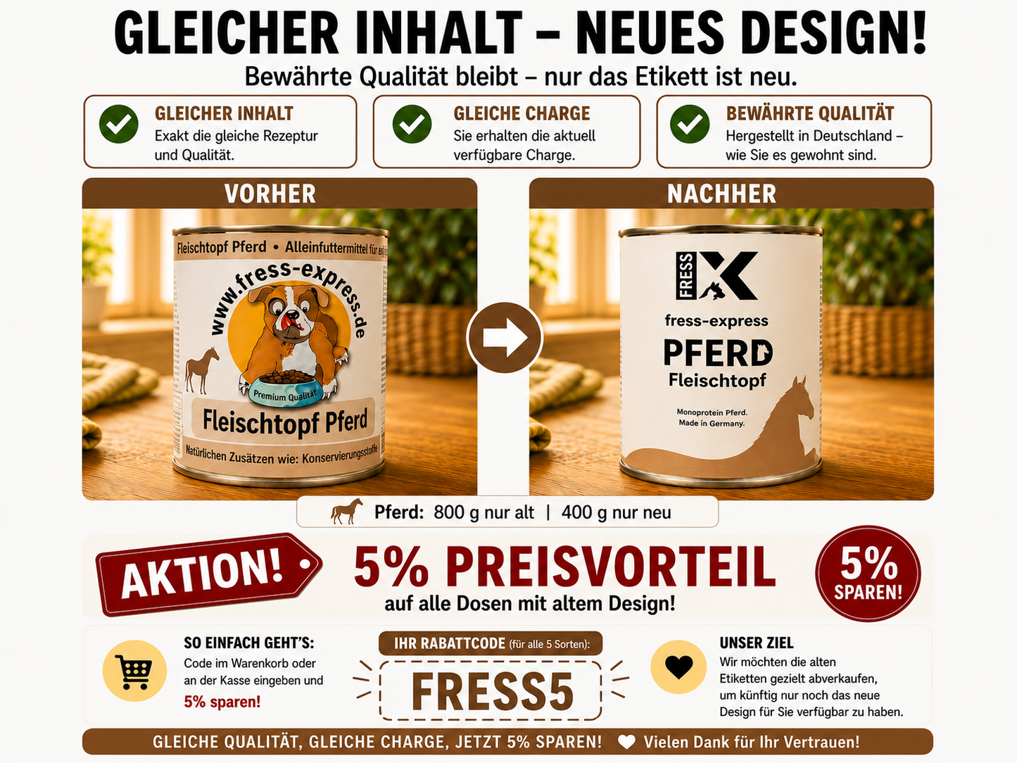 fress-express Fleischtopf Pferd 400 + 800g